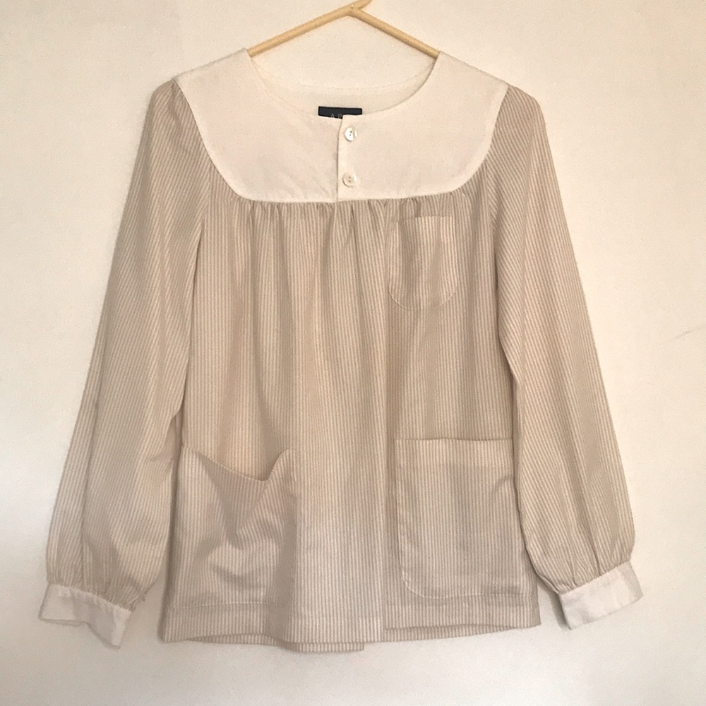A.P.C. Cream and White Stripe Blouse XS
